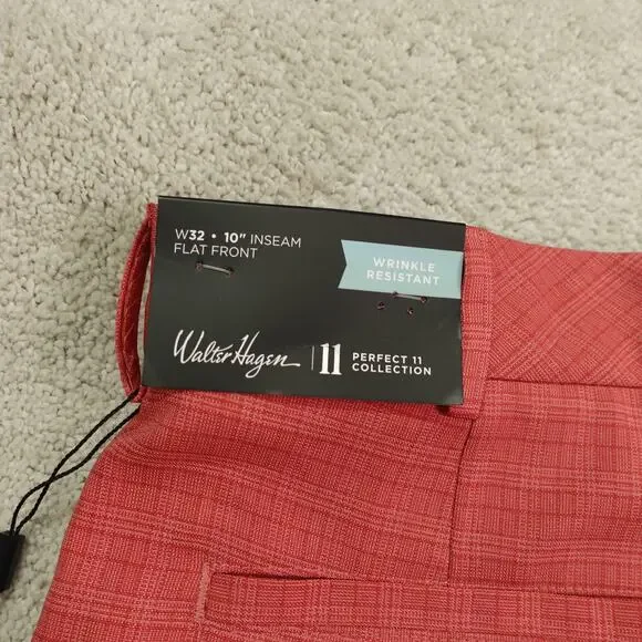 NWT Walter Hagen Mens Perfect 11 Golf Tonal Plaid Shorts Dark Coral Size 32 - Picture 8 of 10